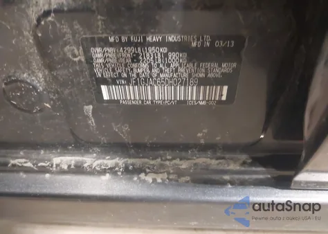 2013 Subaru Impreza 2.0I Premium из США, поврежденный, VIN JF1GJAC65DH027189